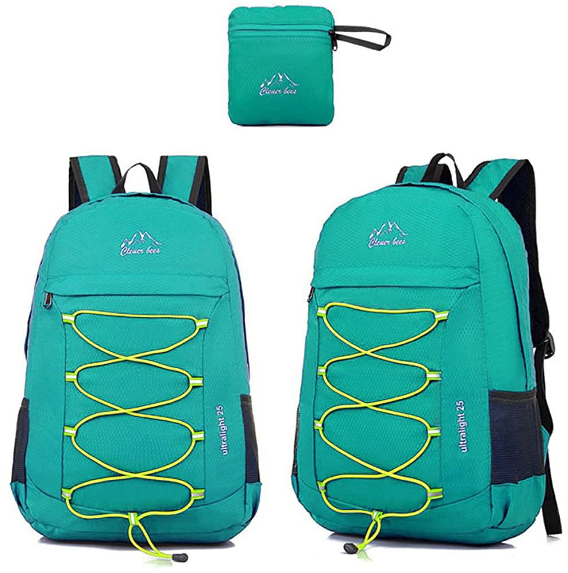 CLEVER BEES Backpack Foldable Ultra Lightweight Outdoor Water Resistant Hiking Backpack for Travel Champing Hiking School Sports Teal