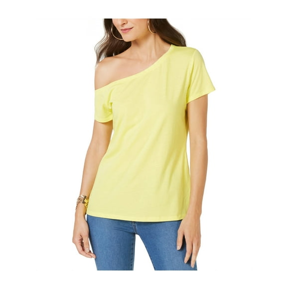 I-N-C Womens Off the Shoulder Basic T-Shirt sunray XL