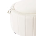 thumbnail image 6 of UIXE 30" Round Storage Ottoman with Flip Top Tray Upholstered Ottoman Coffee Table for Living Room Modern Velvet Circle Footstool, Beige, 6 of 7