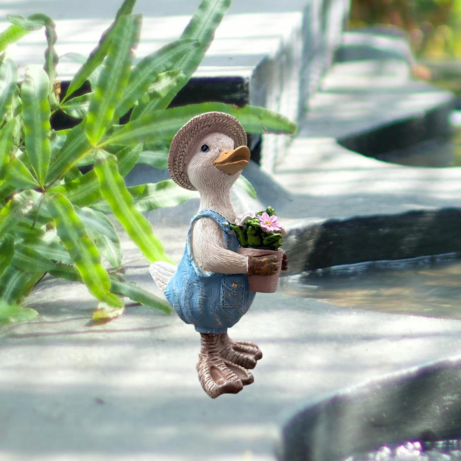Nishiyuenyi Garden Miniature Figurine Animal Sculpture Desktop Bedroom Porch Duck Statue with Pot
