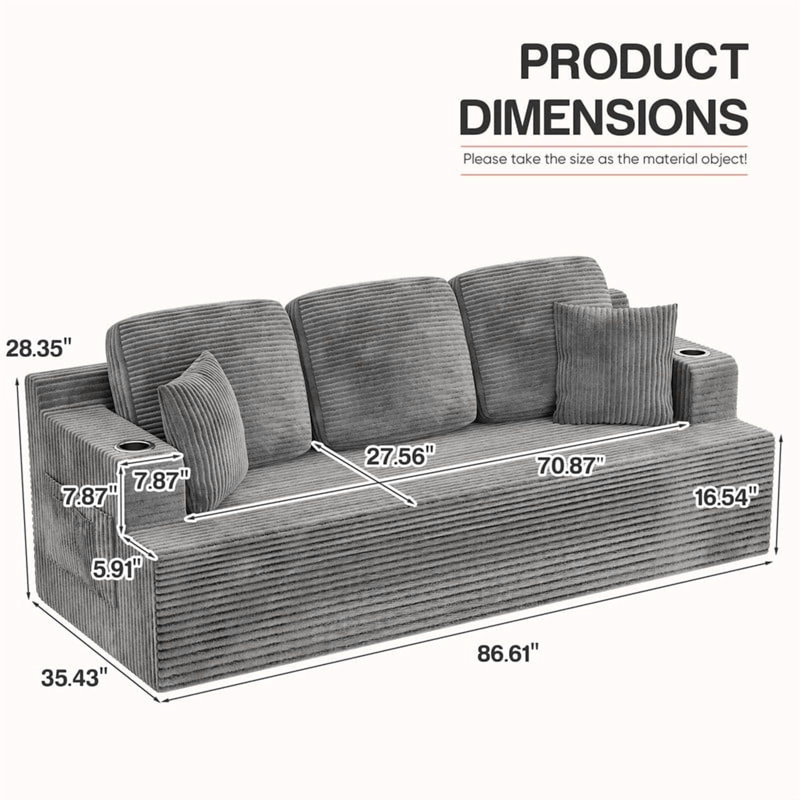 Homall Cloud Boneless Modern Couch Fluffy Group Sofas & Couches With two Cup Holder for Family,Gray