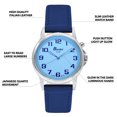 thumbnail image 3 of Bandini Mens Glow Watch - Leather Band - 38mm Analog Men's Easy to Read Wrist Watch with Light, Light Up Watches, Quartz, White Dial, Big Numbers, Glow in the Dark Hands - Silver Tone / Blue, 3 of 6