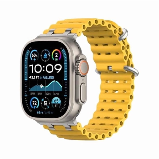 Chenchen Upgraded Ocean Band Compatible with Apple Watch Ultra 3/2/1 49mm, S11/S10 46mm, 9/8/7 45mm, SE3/SE2/SE/6/5/4 44mm, 3/2/1 42mm, Metal Connector Breathable Sport Watch Strap for Men Women