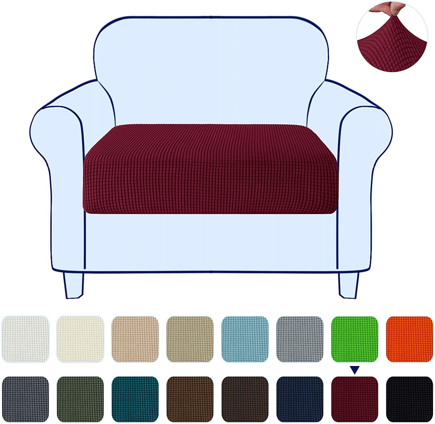 Subrtex Textured Grid Stretchy Washable Sofa Seat Cushion Cover