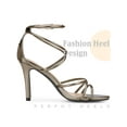 thumbnail image 3 of BLISSFUL STEP Stiletto Heel Strappy Straps Open Toe Sandals for Women Gunmetal 10, 3 of 4