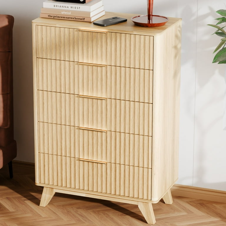 wood dresser with metal accents Garvee Natural 8 Drawer Dresser With Metal Handles Anti Tip Design Sturdy Storage Organizer in the Dressers department at Lowes.com