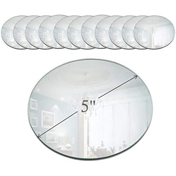 5 Inch Round Mirror Candle Plate with Beveled Edge Set of 12 - Small Round Mirrors for Centerpieces, Wall Décor, Crafts$$Electronics Accessories