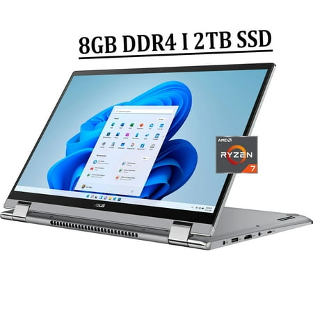 ASUS Zenbook Flip 15 2-in-1 Business Laptop 15.6" FHD IPS Slim bezels Touchscreen AMD Octa-Core Ryzen 7 5700U Processor 8GB DDR4 2TB SSD NVIDIA GeForce MX450 2GB Backlit Keyboard HDMI Win11 Silver
