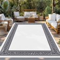 thumbnail image 2 of White Greek Key Outdoor Rug 5x7 Ft - Reversible Patio Rug Outdoor Camping Rugs, Geometric Greece Ancient Farmhouse Geo Washable Indoor Outdoor Area Rugs, Non-Slip Outdoor Carpet Runner for Deck/Porch, 2 of 8