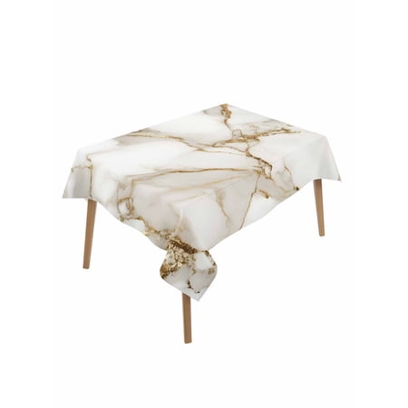 Abstract Table Cloth 60x102 Inch Rectangle White Marble Pattern Gold Crack Texture Minimalism Waterproof Tablecloth Washable Table Cover for Party Picnic Dinner Decor