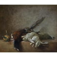 thumbnail image 2 of Jean-Baptiste-Siméon Chardin 17x15 Black Ornate Wood Framed Double Matted Museum Art Print Titled - Still Life with Game (Probably 1750s), 2 of 5