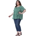 thumbnail image 3 of DARING DIVA Women's Plus Polka Dots Ruffle Sleeves Babydoll Tiered Blouse 1X White Green, 3 of 6