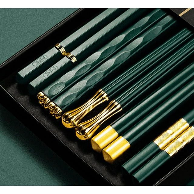 Juego de palillos, diseño profesional lujoso y de alta gama, reutilizable, elegante cocina, hogar, hotel, restaurante, regalo económico, chino japonés (5 pares)