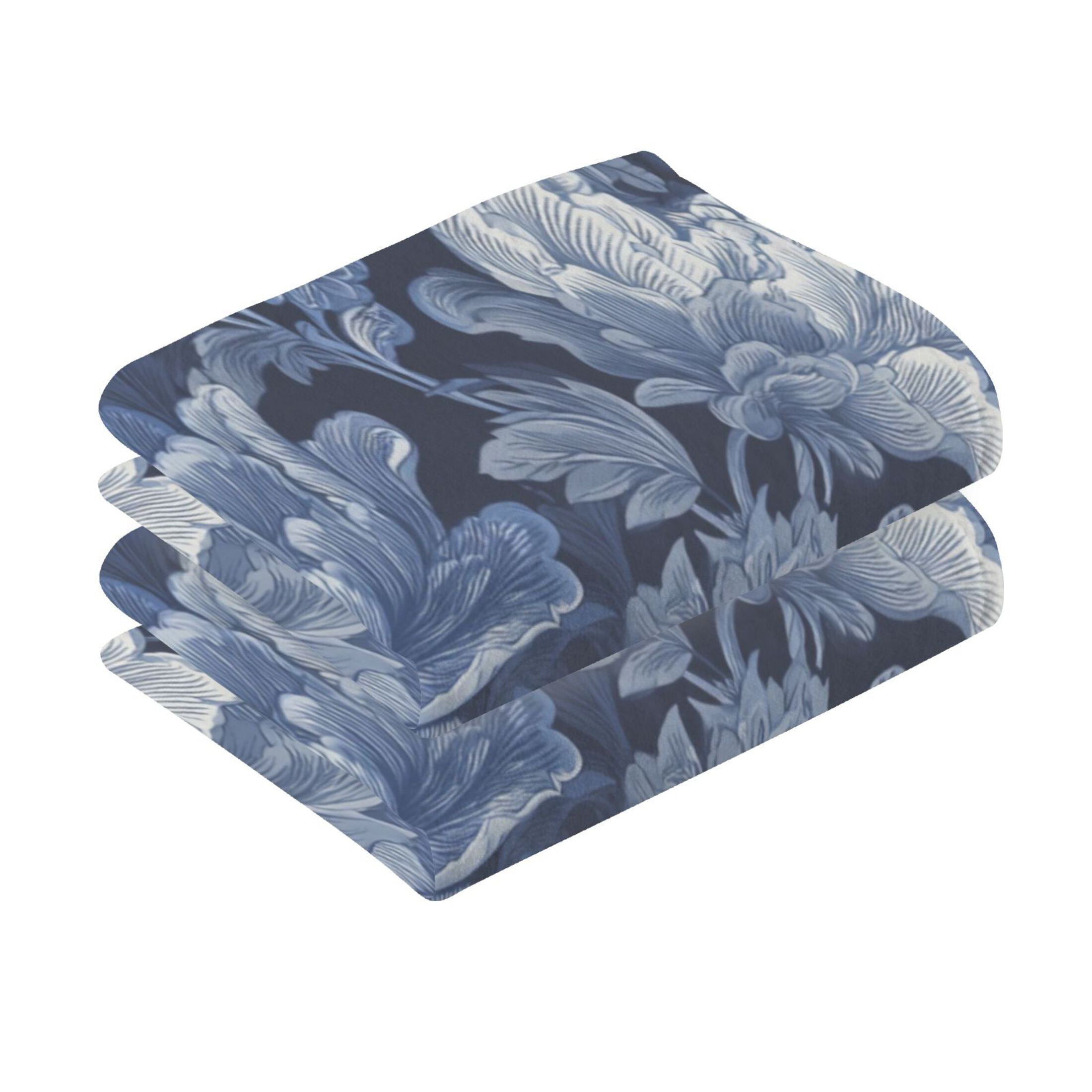 2 Pieces of Cotton Towel Face Towel Set Hand Towel Bath Towel Cotton Bath Towel Sets Blue Flowers Beautiful