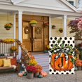 thumbnail image 2 of Fall Monogram Letter J Garden Flag Polka Dot Pumpkin 12x18 Inch Double Sided Outside, Small Burlap Family Last Name Initial Yard Decoration, 2 of 6