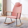 thumbnail image 2 of Adjustable Headrest Pillow Rocking Chair, Technical Leather Upholstered Glider Rocker with High Backrest, Modern Rocking Accent Chairs Comfy Side Chair for Nursery, Bedroom, Living Room (Pink), 2 of 8