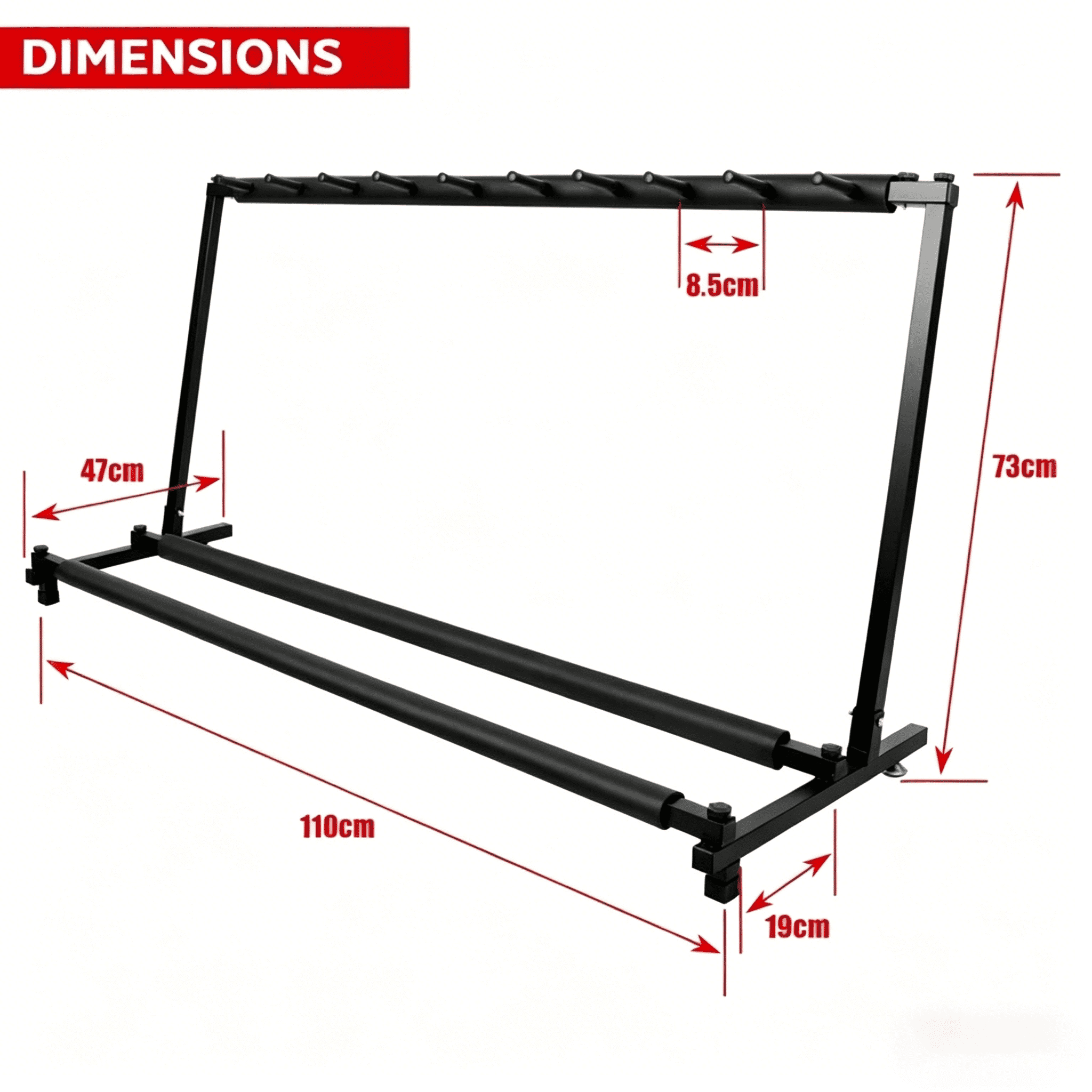 Guitar Rack 9 Slot Multi Guitar Stand Nine Display Floor Stand Safe Storage Foldable Portable for Electric Acoustic Flying V Guitars