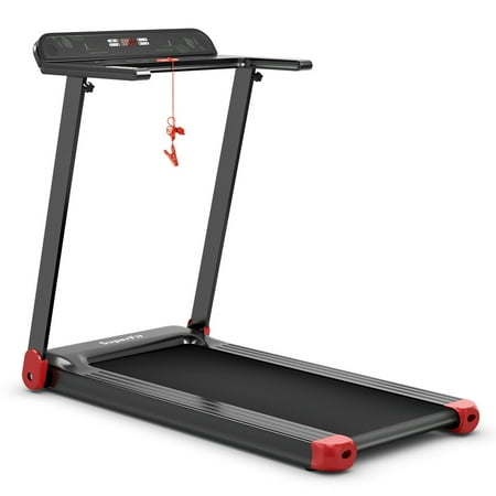 Gymax Portable Cardio Running Machine Electric Folding Exercise Treadmill with App Control Red