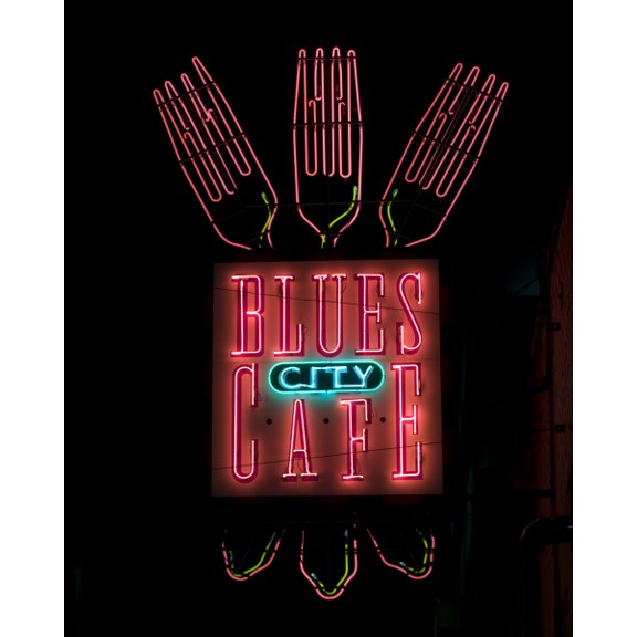 Print: Blues City Cafe Neon Sign, Beale Street, Memphis, Tennessee, 2008
