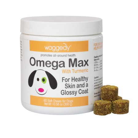 UPC: 0860111000333 | Waggedy Max Omega Chews for Dogs w/ Turmeric & Fish Oil  Supports Immune System (60 Chews)