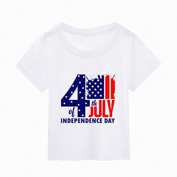 Ccpelsie Boys Girls Patriotic Shirts-4th of July Shirt Kids USA Shirts American Flag T-shirt Patriotic Tops(White,7-8 Years)