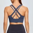 thumbnail image 4 of Ropa interior deportiva de alto impacto para mujer, ropa interior deportiva para correr con tiras cruzadas en la espalda, ropa interior con copas desmontables - Azul marino, 4 of 5