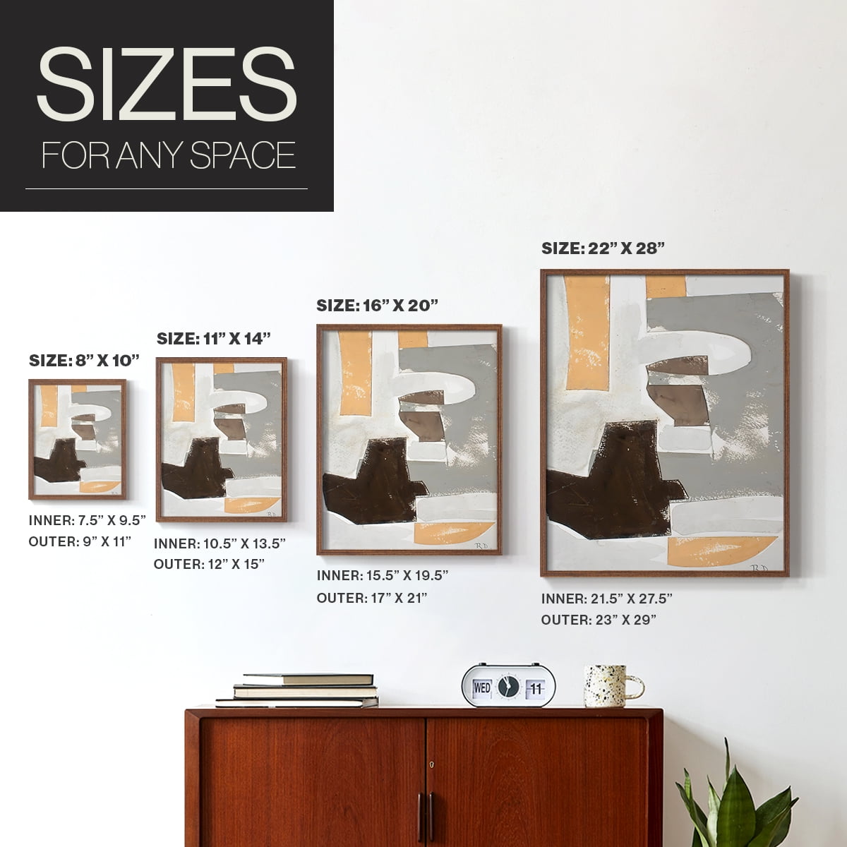 Andalusian Forms III Framed Print in Brown Solid Wood Framed Print No Nail Hanging