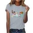 thumbnail image 1 of Dvkptbk Summer Tops pour les Femmes de Mode Lapin de Pâques Imprimé Manches Courtes Col Rond Casual en Vrac T-Shirt Pull-Over Blouse Tops, 1 of 6
