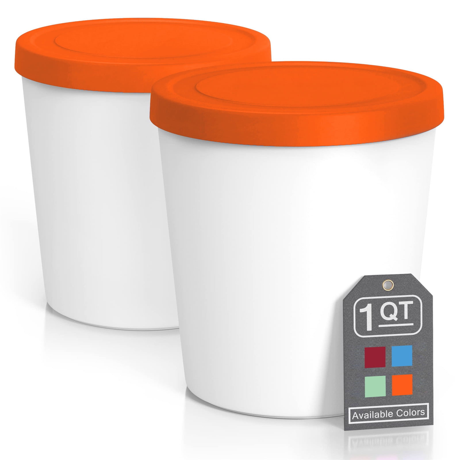 Premium Ice Cream Containers (2 Pack 1 Quart Each) Perfect Freezer