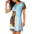 thumbnail image 2 of Bingfone Funny Cat Taking a Bath Nightgowns for Women Sleep Shirts Short Sleeve Nightshirt Pullover Nightdress Soft Sleepwear, 2 of 6