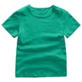 thumbnail image 3 of Huanglei Soft Kids Tee Breathable Basic Short Sleeve Shirt For Girls And Boys Comfortable Casual Round Neck Top For Children Soft Cotton Tees ,9-10 Years ,Green, 3 of 6