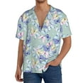 thumbnail image 7 of Lsque Colorful Butterfly print Men's Cuban Collar Short Sleeve Shirt Summer Beachwear Casual Button Down Fashionable Vacation Leisure Shirt-Small, 7 of 7