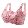 thumbnail image 2 of EaskTriop Front Closure Bras for Older Women No Underwire Wireless Full Support Snap Bra Daily Bra Floral Cotton Bralette Plus Size, 2 of 6