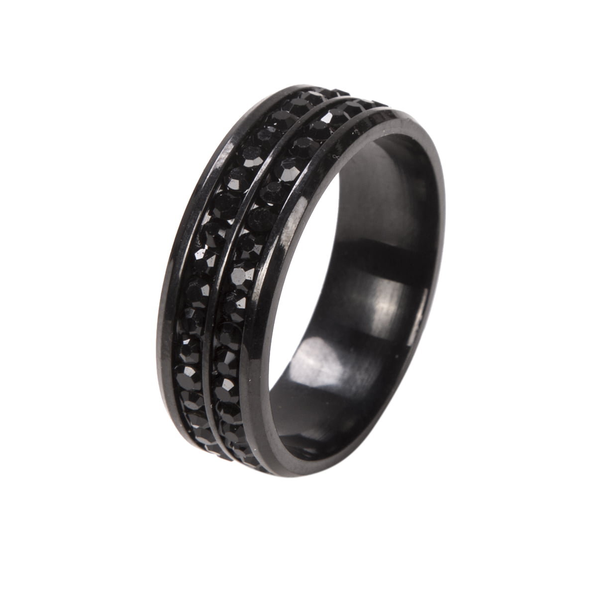 8mm Titanium Steel Rings Womens Mens Band Black /& Gold Fashion Jewelry Size 6-12