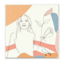 Stupell Industries Female Figure Study Blooming Floral Pastel Shapes Abstract Painting Unframed Art Print Wall Art, 12 x 12