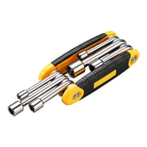 BELOWSYALER 6 in 1 Folding Nut Driver Set Metric Hexagon Nut Driver Set Portable Handle Folding Wrenches 5mm 6.0mm 8mm 9mm 10mm 12mm