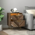 thumbnail image 5 of Modern Night Stand with Mobile APP Remote Light, Jointed Wood Grain Bedside Table for Bedroom Rustic Brown, 5 of 10