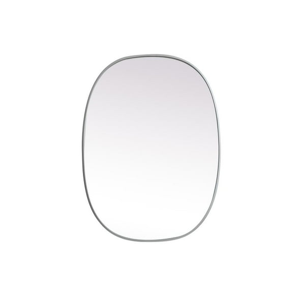 Elegant Decor Metal Frame Oval Mirror 27x36 Inch in Silver