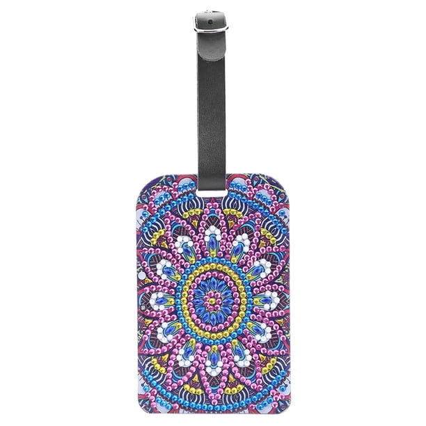 Tarjeta Embarque Con Pintura Diamantes Patrón Personalizado Diamantes Con Forma Especial Etiqueta Cuero Hecha A Mano Mandala DJP008