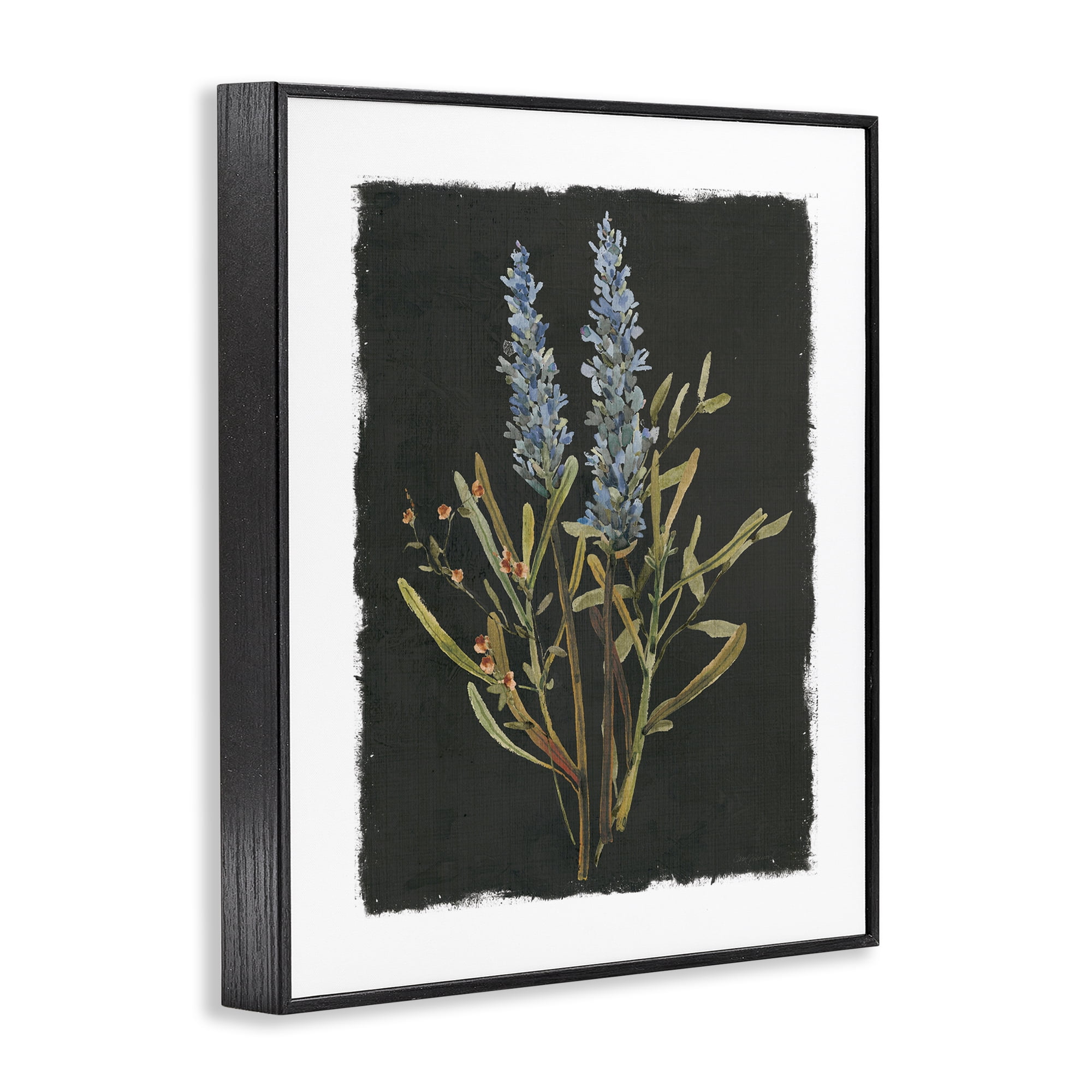 Stupell Industries Lavender Sprigs on Dark Background Black Framed Giclee Art, design by Carol Robinson