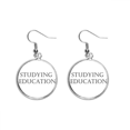 thumbnail image 1 of Short Phrase Studying Education Ear Dangle Silver Drop Earring Jewelry Woman, 1 of 3