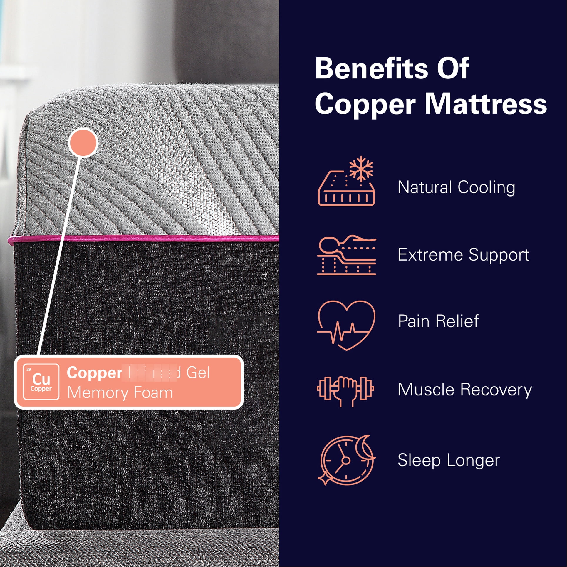 Twin Xl ' 11" Mattress - High Foam Base For Durability Charcoal Cover Heat Dissipation And Control