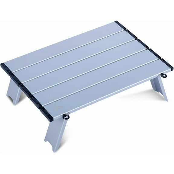 Ultralight Compact Mini Beach Picnic Folding Alu. Table with Carry Bag, Two Size (Silver - S)