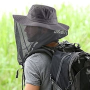 Anti-Mosquito Mask Hat Net Mesh Head Face Protector, IC ICLOVER Insect Bee Mosquito Bug Resistant Sun Hat Safari Hat Without UV Protection for Travel Camping Pasture, Gray