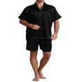 thumbnail image 1 of Men Summer Pajamas Set  Solid Color Button Top+Short Pants Sleepwear, 1 of 6