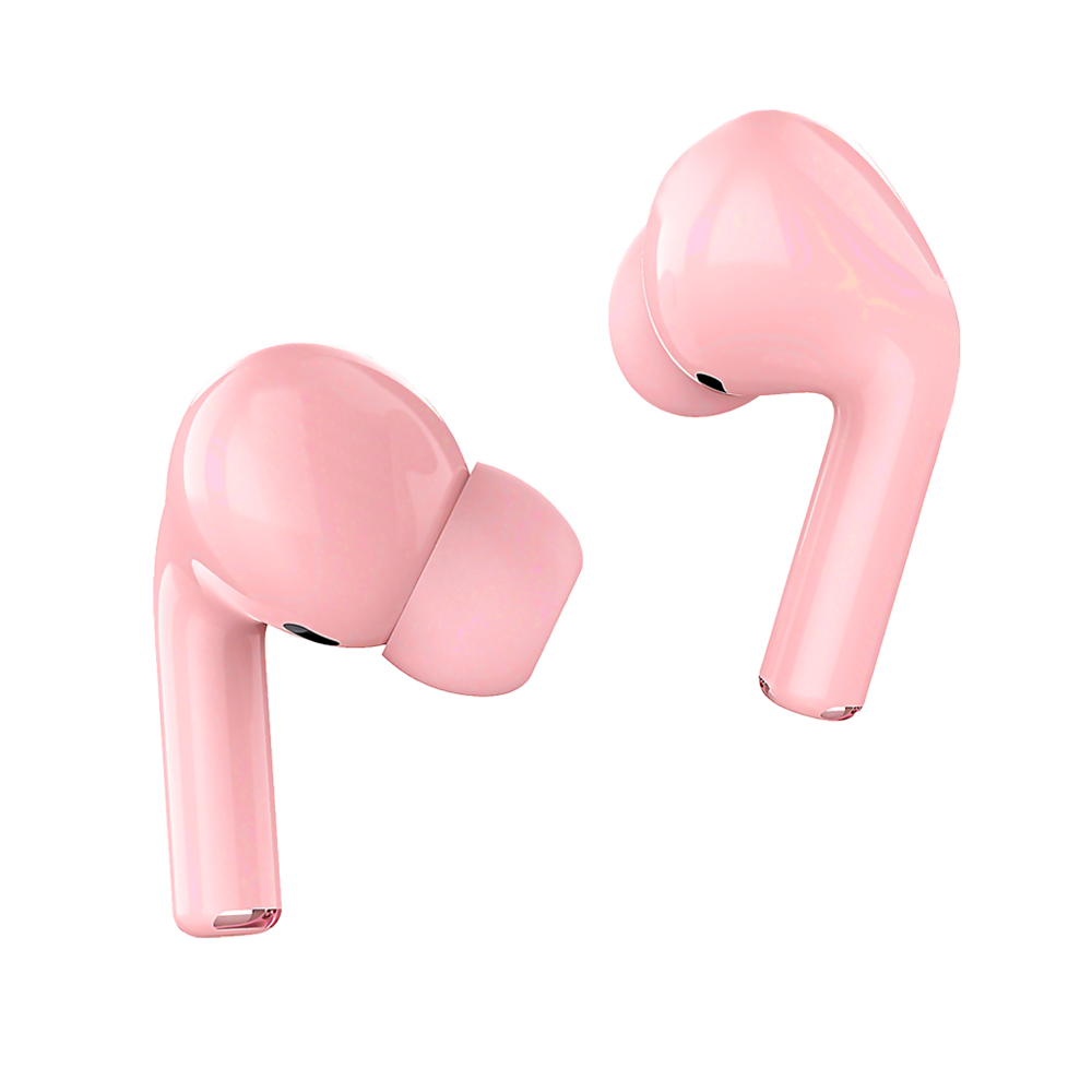 pink wireless earbuds with charging case