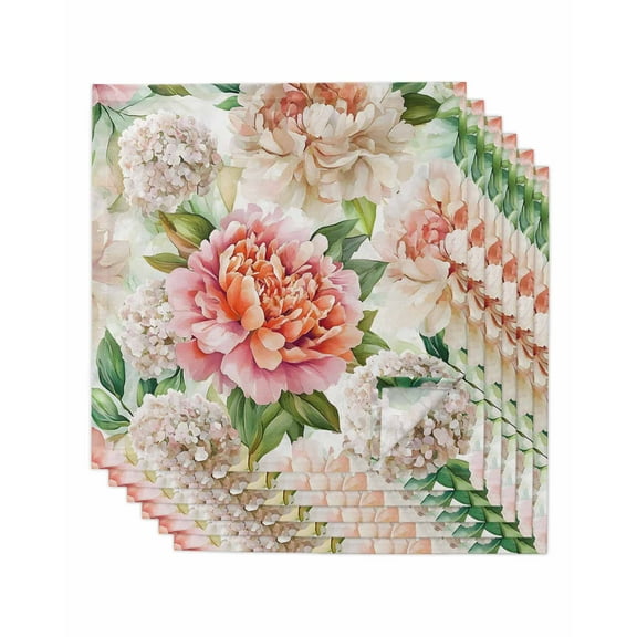 nqOlkjepod Farmhouse Pink Floral Cloth Napkins Set of 6 Reusable Dinner Napkins, Spring Blossom Flowers Cocktail Napkin Washable Table Napkins for Wedding/Holiday Party/Baby Shower 20"x20"