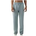 thumbnail image 1 of Pantalones largos para hombre, con cintura elástica, color liso, con cordón y bolsillos, de poliéster., 1 of 4