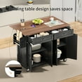 thumbnail image 4 of REDSASA 53.5" Farmhouse Kitchen Island with Power Outlet, Kitchen Storage Island with Drop Leaf & Spice Rack & Drawer, Rolling Kitchen Cart on Wheels for Home/Kitchen/Dining Room, Black, 4 of 7