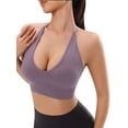thumbnail image 5 of Spencer Strappy Bra Sports Bras for Women, Halter Neck Backless Padded Impact Strappy Bra Workout Gym Yoga with Removable Cups, Purple, 5 of 9